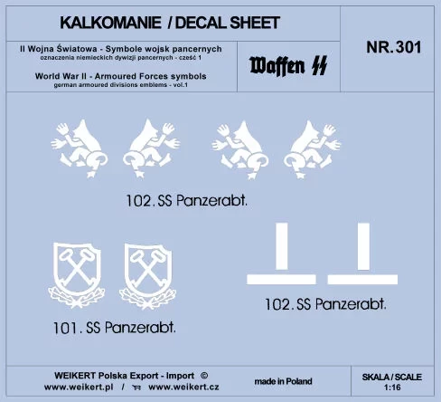 Weikert Decals 301 German Armoured Forces symbols - part 1 1/16