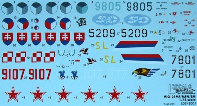 Ldecals Studio LDS-48001 1/48 Decals MiG-21MF/SM (5x camo)