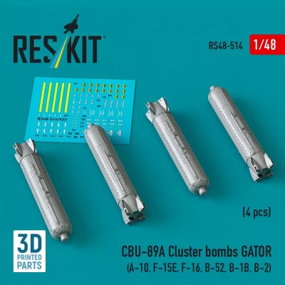 Reskit 48514 CBU-89A cluster bombs GATOR (4 pcs.) 1/48