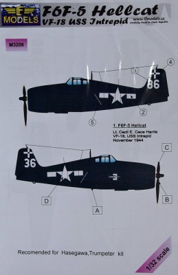 LF Model M3208 Mask F6F-5 Hellcat VF-18 USS Intrepid (HAS) 1/32