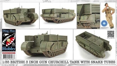 AFV Club DH96006 British 3 Inch gun Churchill tank &amp; Snake tubes W/ 1Figure 1/35