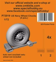 Cmk P72019 US Navy Wheel Chocks (4 pcs.) 3D Printed 1/72