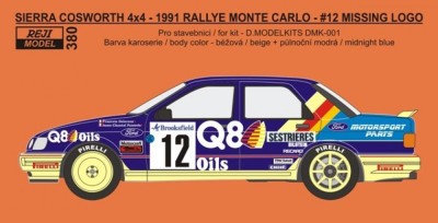 Reji Model 380 Ford Sierra Cosworth 4x4 Missing logo car #12 1/24