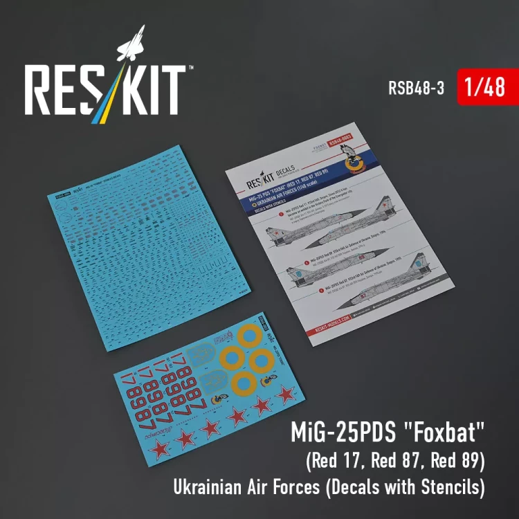 Reskit B48003 MiG-25 PDS (Red 17,Red 87,Red 89) Ukrain.AF 1/48