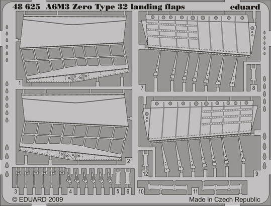 Eduard 48625 A6M3 Zero Type 32 landing flaps HAS