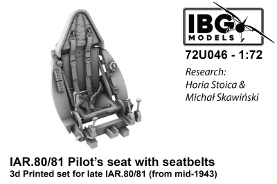 IBG Models U7246 Pilot's Seat w/ Seatbelts for IAR 80/81 late 1/72
