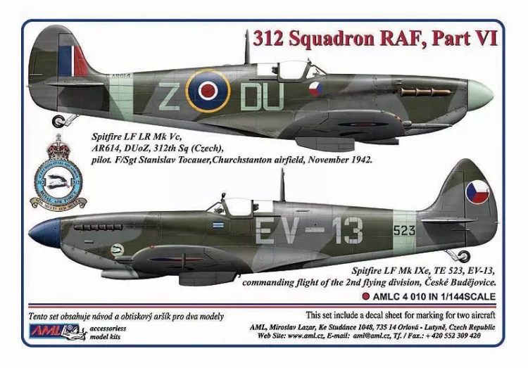 AML AMLC144010 Decals 312 th Squadron RAF, Part VI 1/144