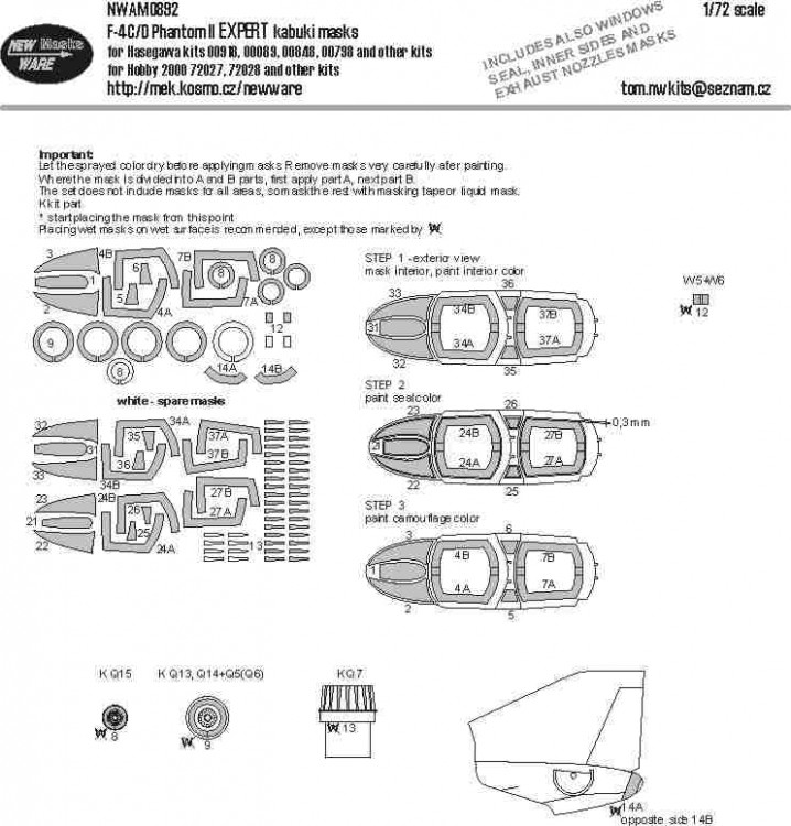 New Ware NWA-M0892 Mask F-4C/D Phantom II EXPERT (HAS) 1/72