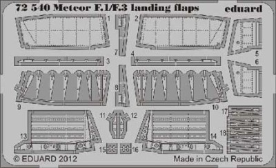 Eduard 72540 1/72 Фототравление для Meteor F.1/ F.3 landing flaps