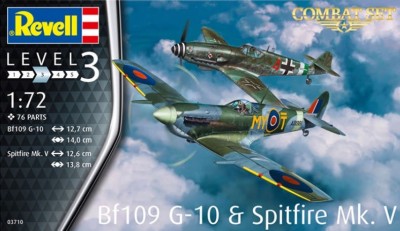 Revell 03710 Combat Set истребитель-низкоплан Bf109G-10 и Спитфайр Mk.V 1/72