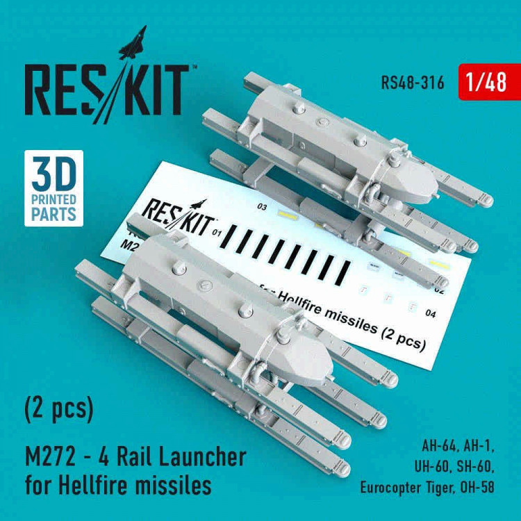 Reskit RS48-0316 M272 - 4 Rail Launcher for Hellfire missiles 1/48