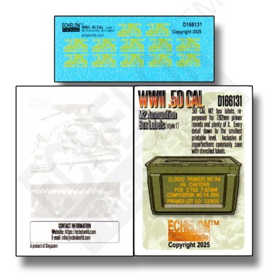 Echelon FD D166131 WWII .50 CAL M2 ammo box labels (style 1) .50 CAL M2 Ammo Box labels based on one of the many stenciling styles 1/16