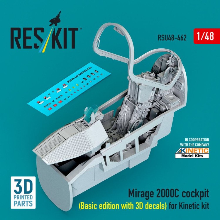 Reskit U48462 Mirage 2000C cockpit (Basic ed.w/ 3D ) (KIN) 1/48