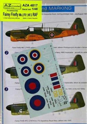 AZ Model A4017 Decal set Fairey Firefly Mk.I,FR.1,NF.2 (RAF) 1/48 1/72