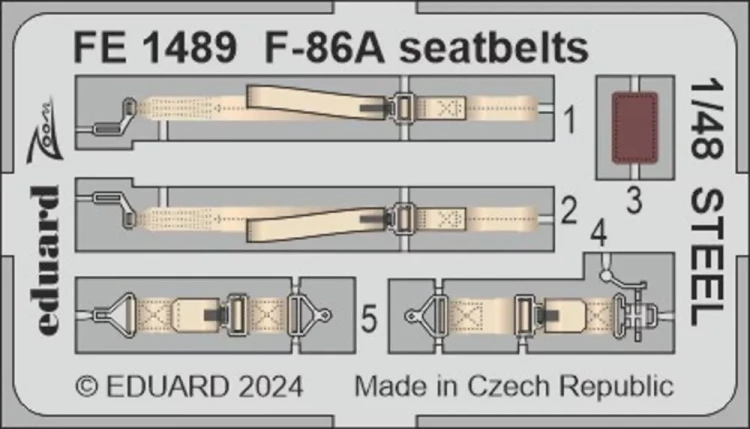 Eduard FE1489 F-86A seatbelts STEEL (CL.PROP) 1/48