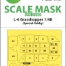Art Scale 200-M48078 Piper L-4 Grasshopper wheels and canopy frame paint mask (outside only) 1/48