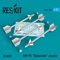 Reskit RS72-0232 AIM-9B Sidewinder missile (4 pcs.) 1/72