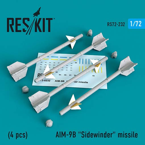 Reskit RS72-0232 AIM-9B Sidewinder missile (4 pcs.) 1/72