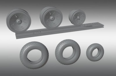 Print Scale PSW48014 Lockheed P-38 Lightning Resin Rims And Elastic Rubber Wheels 1/48