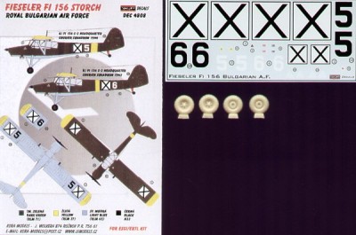 Kora Model DEC4808 Fi 156 Storch (Royal Bulgarian AF) декали 1/48