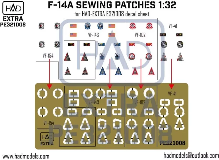 HAD PE321008 F-14A Sewing Patches (PE set) Vol.3 1/32