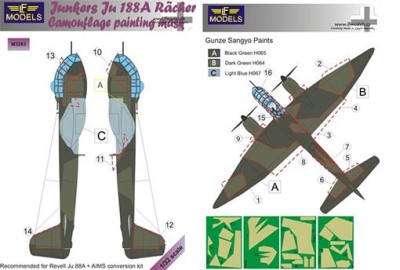Lf Model M3263 Mask Ju 188A Racher Camouflage painting 1/32