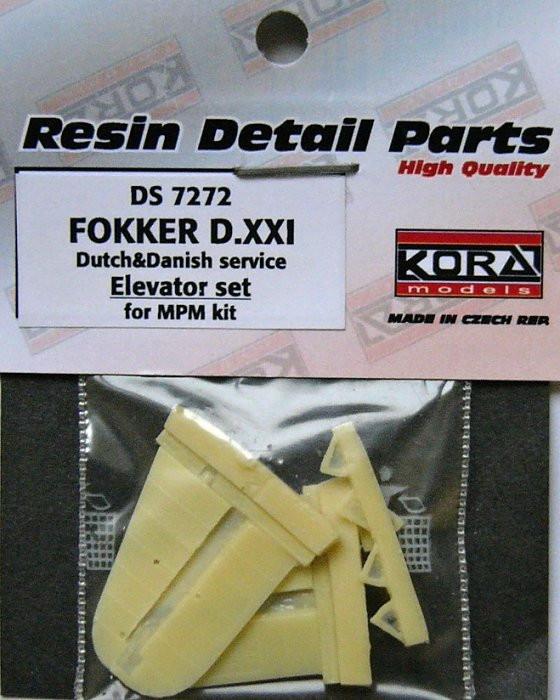 Kora Model DS7272 Fokker D.XXI Dutch&Danish Elevator Set (MPM) 1/72