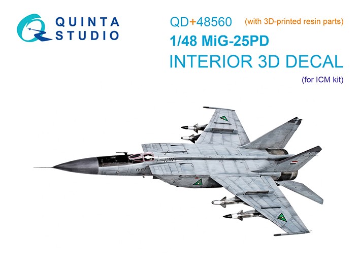Quinta Studio QD+48560 МиГ-25ПД (ICM) (с 3D-печатными деталями) 1/48