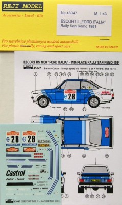 Reji Model 43047 Форд Эскорт, ралли Сан-Рэемо, 1981 г. 1/43