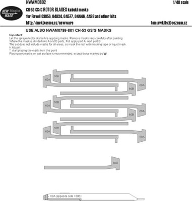 New Ware NWA-M0802 1/48 Mask CH-53 GS/G ROTOR BLADES (REV)