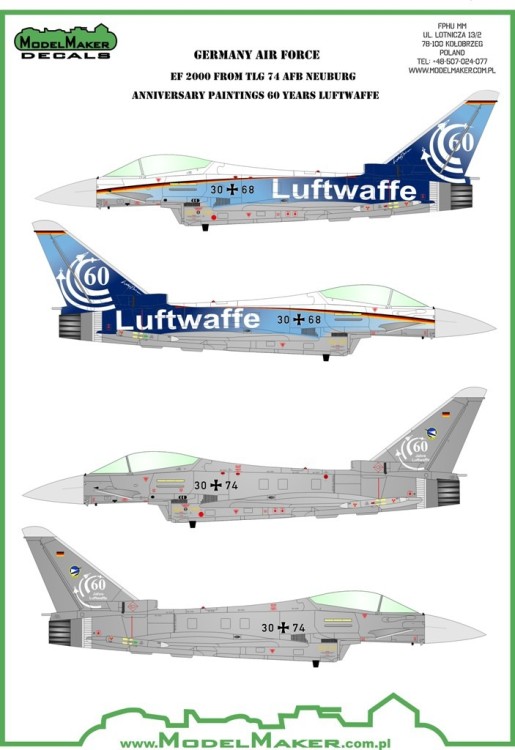 Model Maker Decals D48080A Eurofighter Typhoon 60 Years Luftwaffe TLG 74 (EF-2000A) 1/48