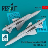 Reskit 48602 Kh-58U missiles with AKU-58 (2 pcs.) 1/48