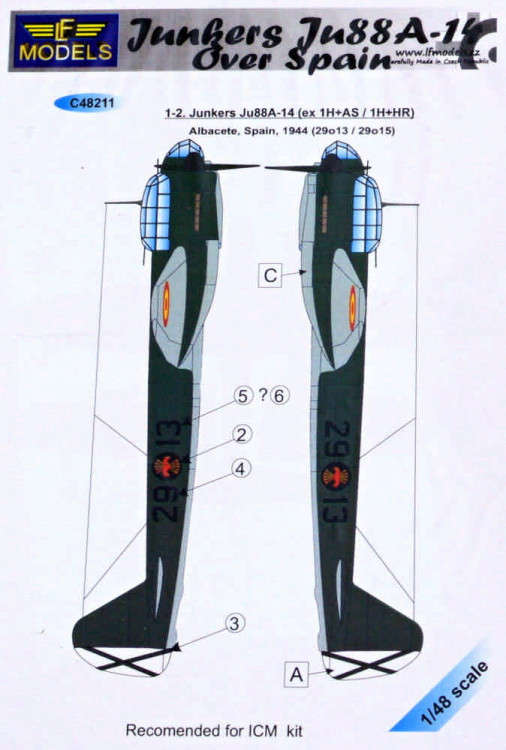 Lf Model C48211 Junkers Ju 88A-14 over Spain (ICM) декали 1/48