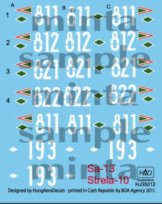 HAD J35012 Decal Sa-13 Strela-10 (Hungarian) 1/35