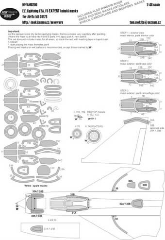 New Ware NWA-M0296 1/48 Mask E.E. Lightning F2A,F6 EXPERT (AIRFIX)