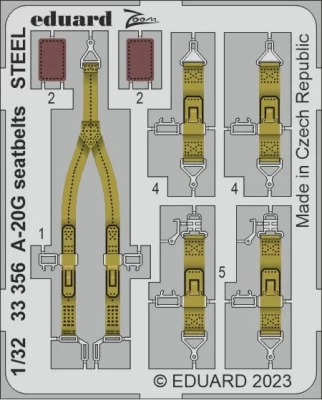 Eduard 33356 A-20G seatbelts STEEL (HKM) 1/32