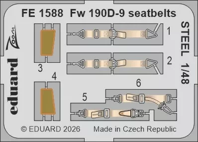 Eduard FE1588 Fw 190D-9 seatbelts STEEL (MINA) 1/48