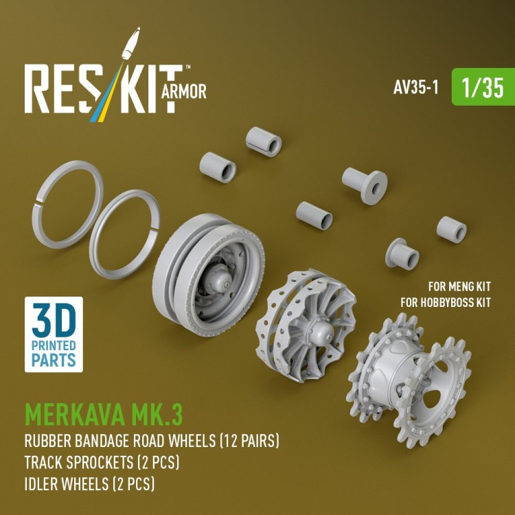 Reskit AV35001 Merkava Mk.3 wheels set 1 (MENG/HOBBYB) 1/35