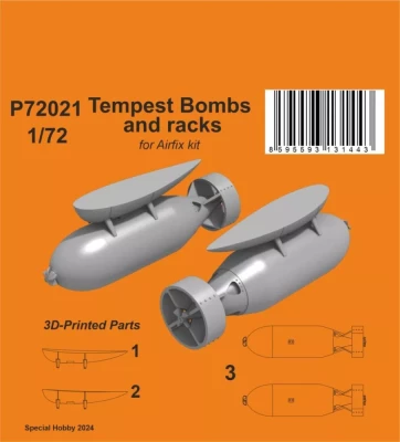 Cmk P72021 Tempest Bombs 1000 Lb &amp; racks (3D-Printed) 1/72