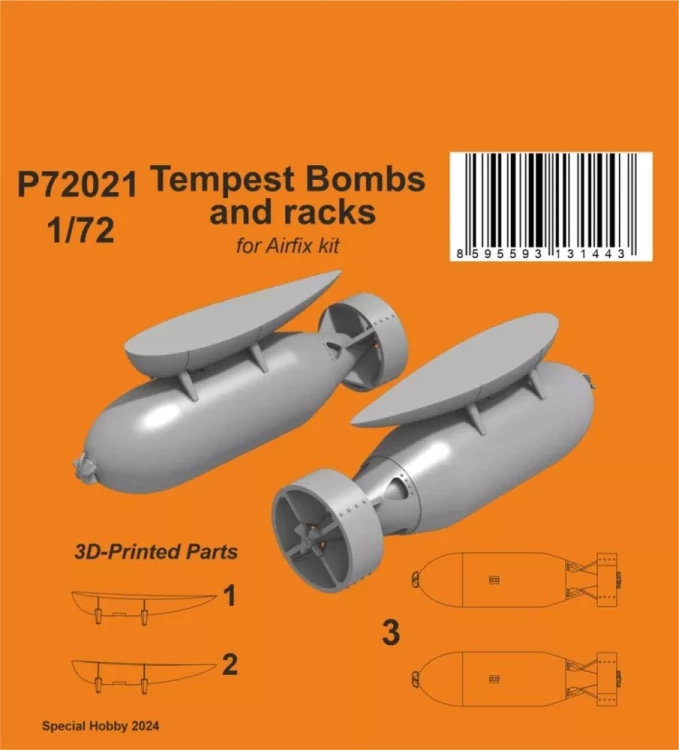 Cmk P72021 Tempest Bombs 1000 Lb & racks (3D-Printed) 1/72
