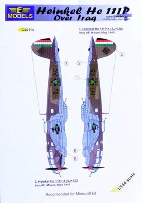 Lf Model C44114 Decals Heinkel He 111P over Iraq (MINI) 1/144