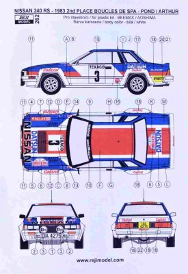 Reji Model 262 Transkit NISSAN 240 RS Boucles De Spa 1983 1/24