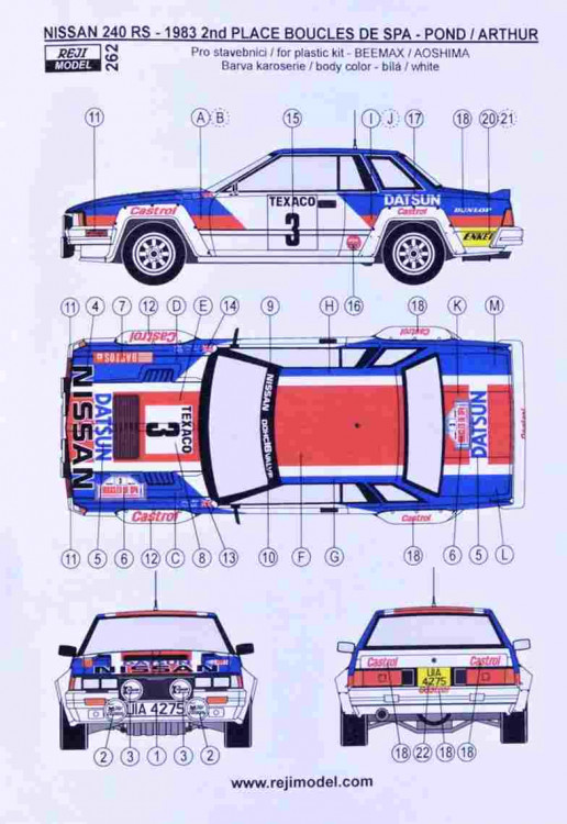 Reji Model 262 Transkit NISSAN 240 RS Boucles De Spa 1983 1/24