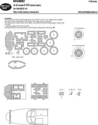 New Ware NWA-M0967 Mask JD-1D Invader BASIC (ICM 48287) 1/48