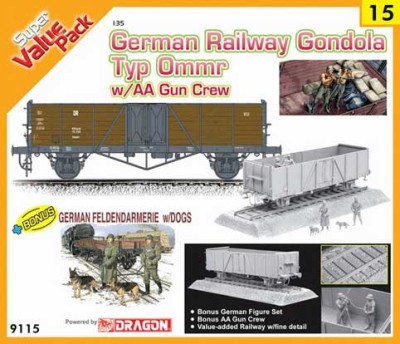 Dragon 9115 GERMAN RAILWAY GONDOLA TYP OMMR + 4 FIG