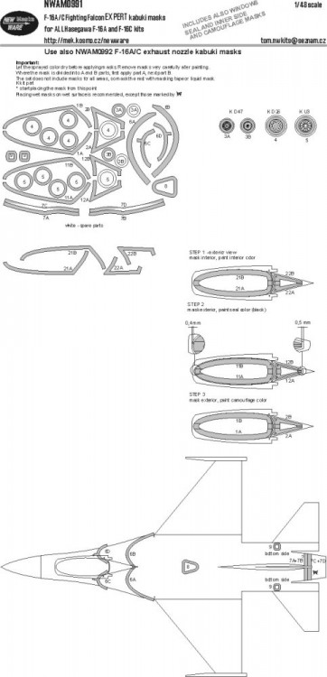 New Ware NWA-M0991 Mask F-16A/C Fighting Falcon EXPERT (HAS) 1/48