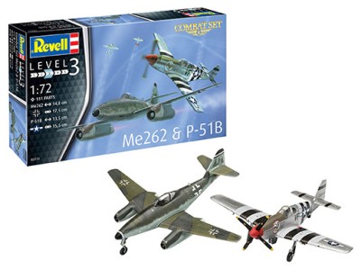 Revell 03711 Combat Set Турбореактивный истребитель Me262 и истребитель дальнего радиуса действия P-51B 1/72