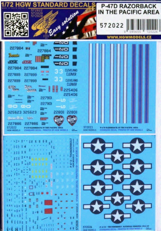 HGW 572022 Decals P-47D Razorback in the Pacific Area 1/72