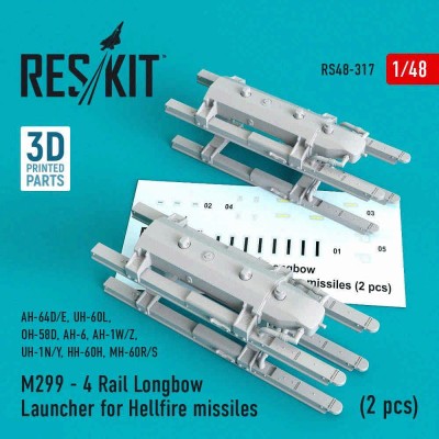 Reskit RS48-0317 M299 - 4 Rail Longbow Launcher for Hellfire 1/48