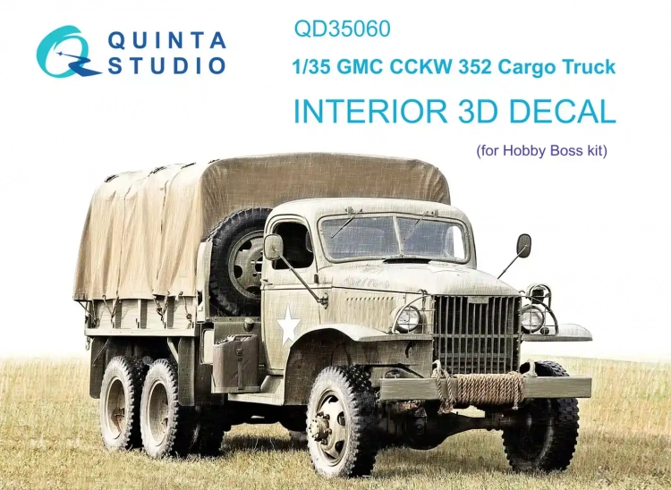 Quinta studio QD35060 GMC CCKW 352 Cargo Truck (HobbyBoss) 3D Декаль интерьера кабины 1/35